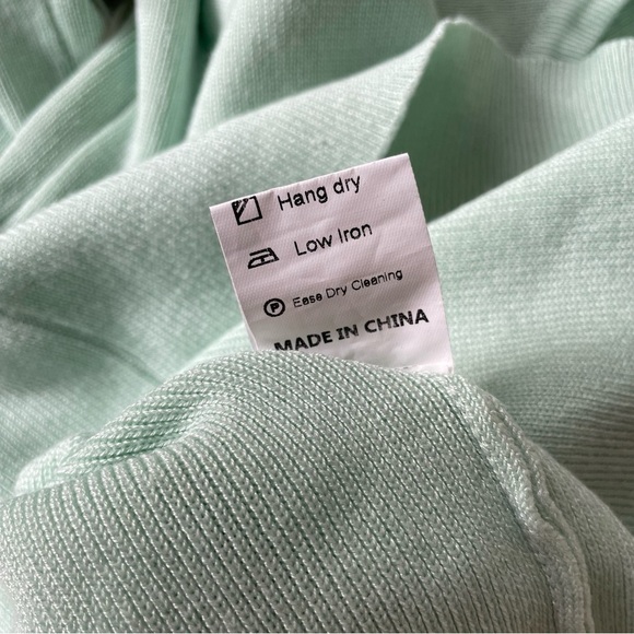 SNDYS Sage Green Ribbed Cropped Viscose Sheer Knit Cardi Cardigan Sweater EUC S - Picture 11 of 12